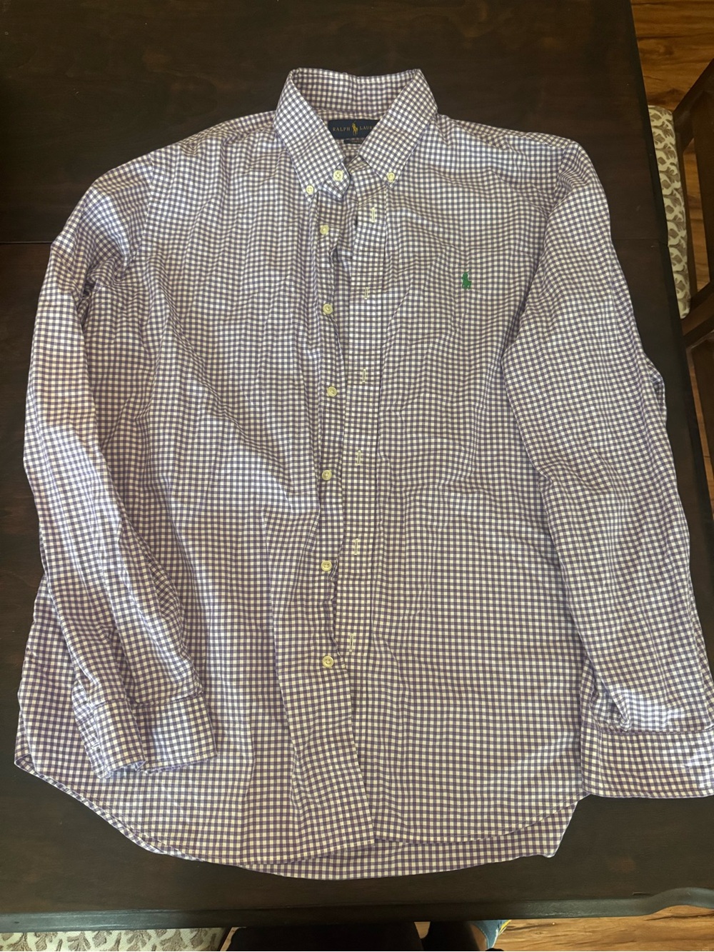 Polo by Ralph Lauren Men’s Purple and White Gingham Button-Down Shirt